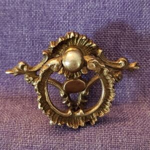 Brass Ornate Ring Pull, Vintage, Used